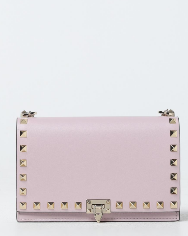 MINIBOLSO VALENTINO GARAVANI ROCKSTUD MARRÓN CON CADENA METÁLICA