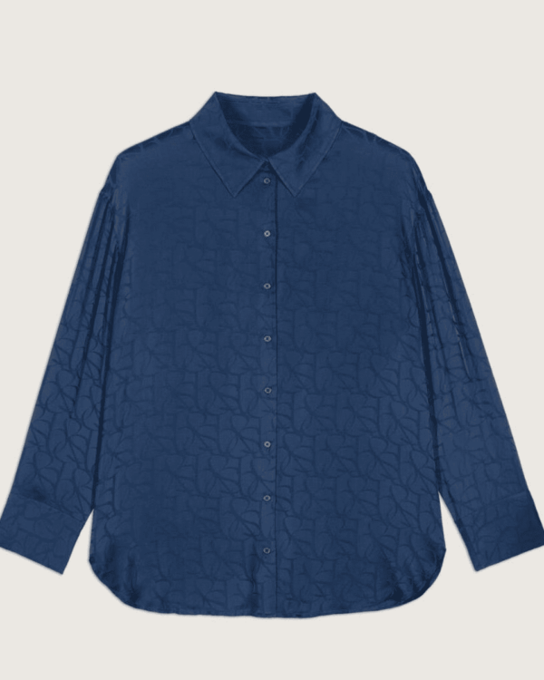 Camisa Ba&sh Modune Bleunuit de jacquard de viscosa con manga larga y corte oversize