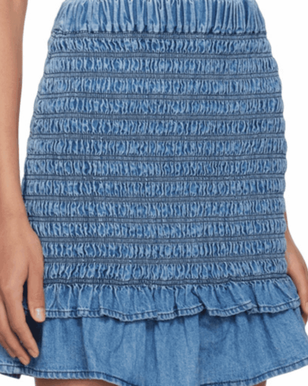 Minifalda Dorela Isabel Marant Étoile en denim azul claro.