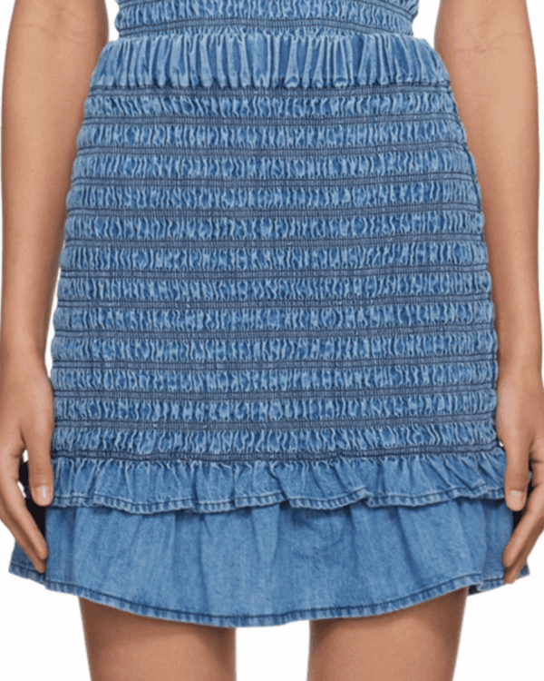 Minifalda Dorela Isabel Marant Étoile en denim azul claro.
