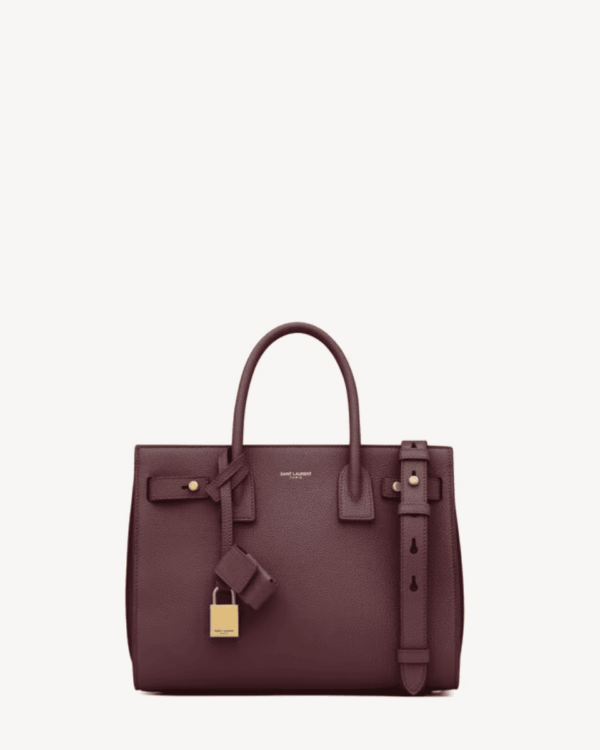 SAC DE JOUR BABY SAINT LAURENT EN PIEL GRANULADA ROUGE CABERNET