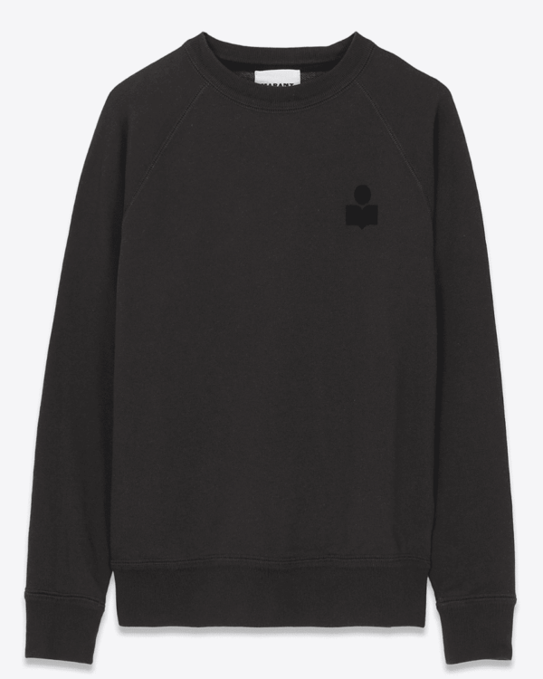 Sudadera Milla Isabel Marant Étoile negra con logotipo en el pecho.