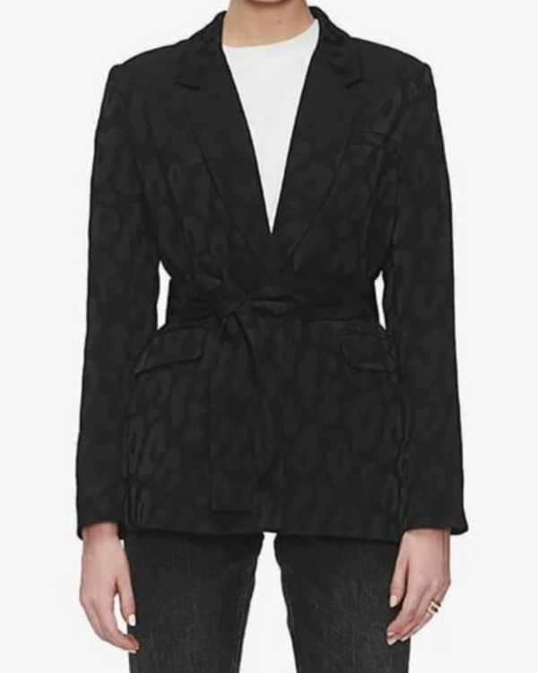 Blazer leopardo ANINE BING en tonos neutros con cinturón ajustable