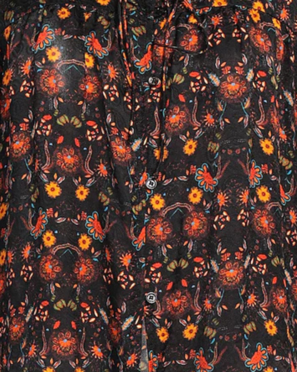 Blusa Prian Isabel Marant con estampado floral negro naranja y multicolor