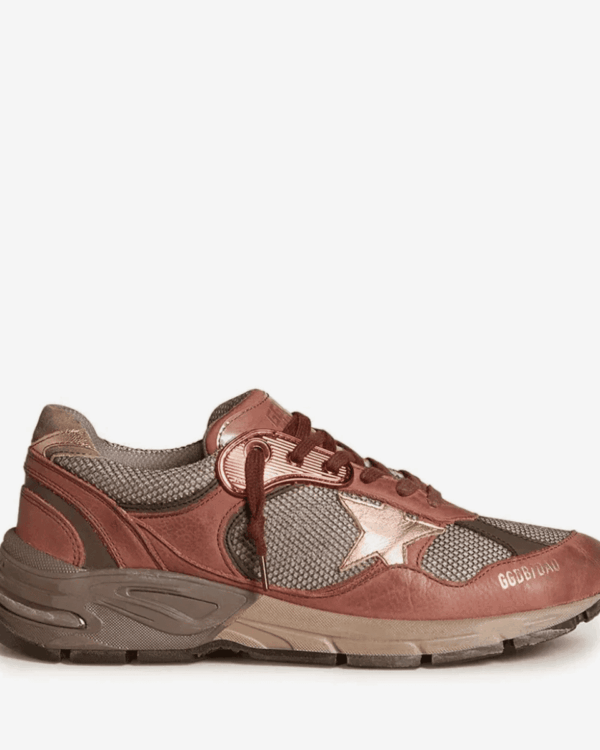 Zapatillas Dad-Star Golden Goose marrones con paneles de malla y piel y estrella lateral