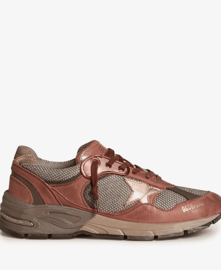 Zapatillas Dad-Star Golden Goose marrones con paneles de malla y piel y estrella lateral
