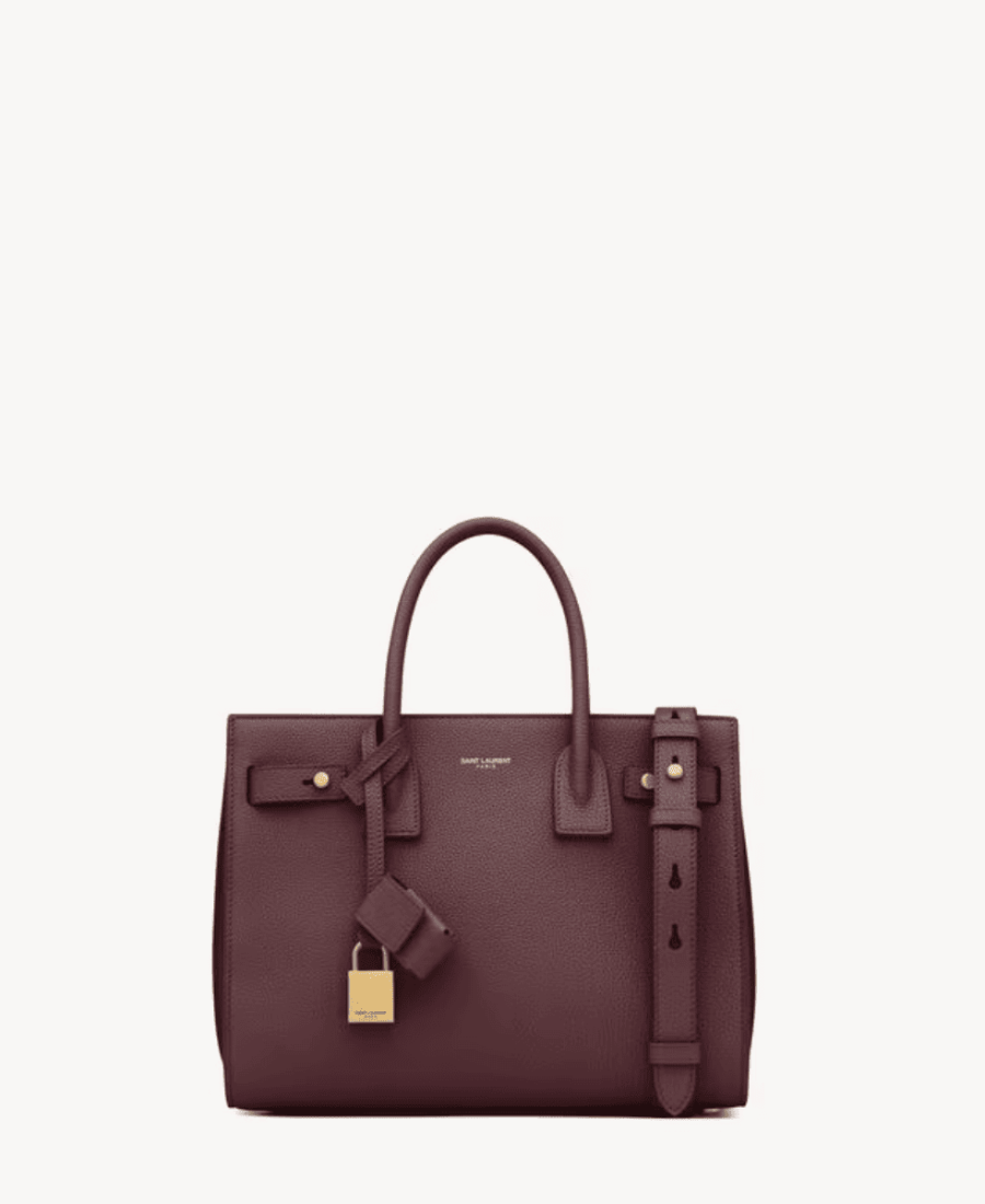 SAC DE JOUR BABY SAINT LAURENT EN PIEL GRANULADA ROUGE CABERNET